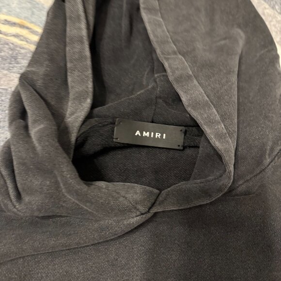 Amiri Black Ripped Logo Hoodie Pullover Mens Size Large - Picture 3 of 4